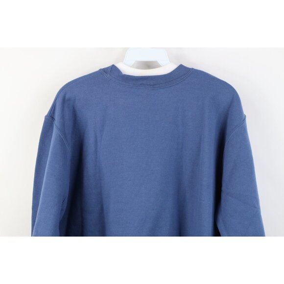 Vintage 90s Streetwear Womens Large Faded Christmas Snow Birds Sweatshirt Blue - Picture 11 of 12